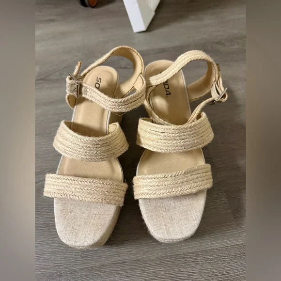 SODO Beige Wedge Sandals - Picture 3 of 5